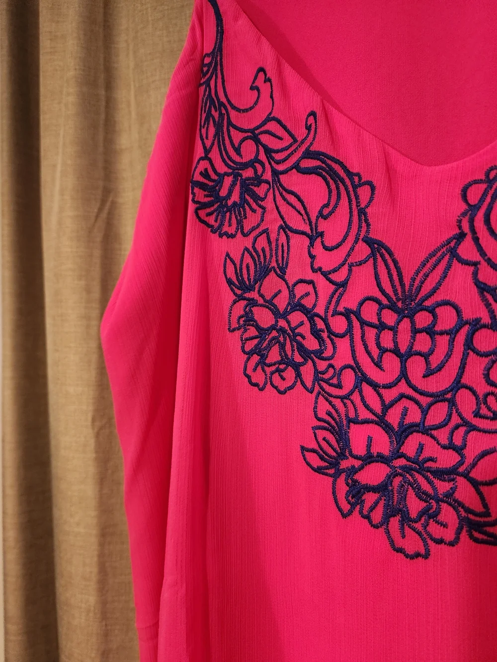 torrid Hot Pink Cami with Navy Floral Embroidery - Picture 4 of 4